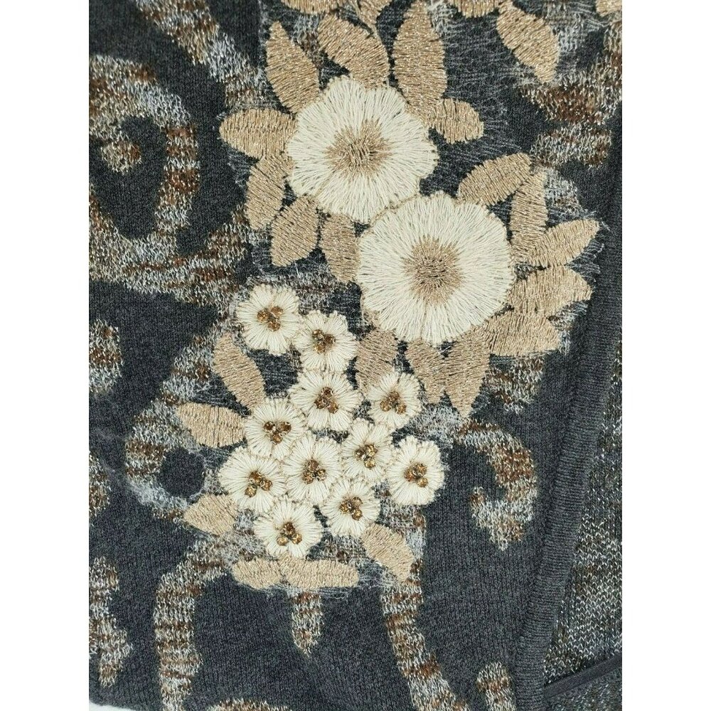 Vintage NWT Charter Club Embroidered Gray Floral Sweater XS Refined Opulence - Picture 3 of 7